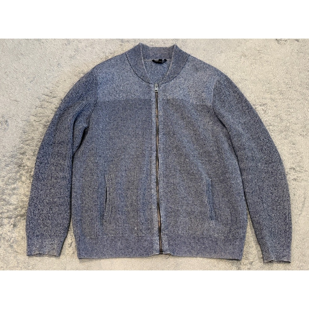 Express Sweater Mens Large Full Zip Ribbed Mock Neck Long Sleeve Casual